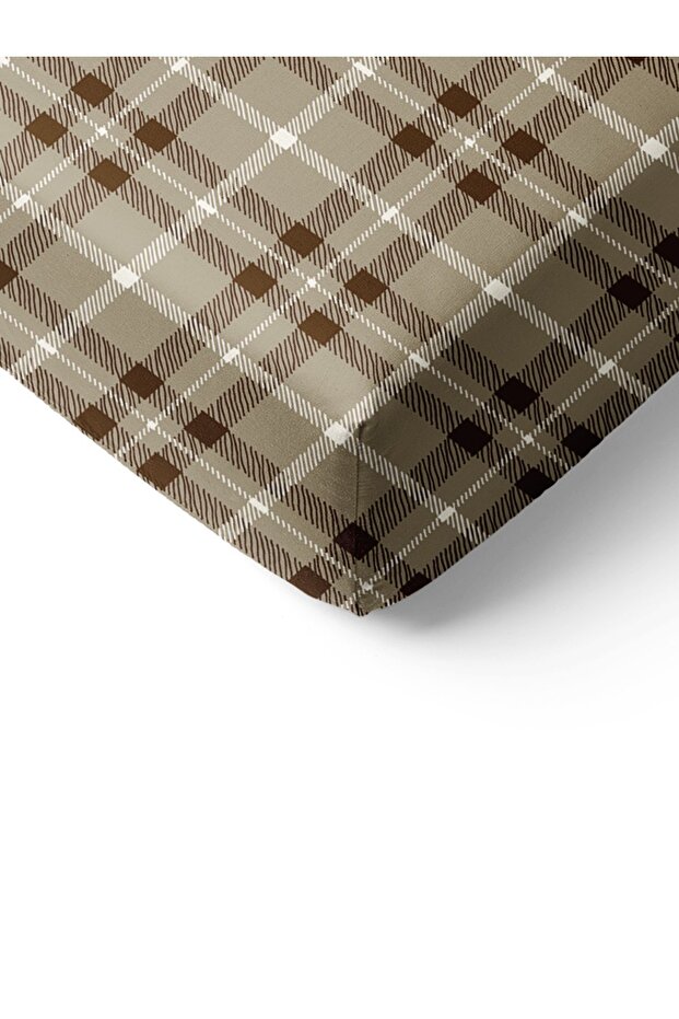 Plaid Patterned Printed Single Elastic Sheet Set - 2