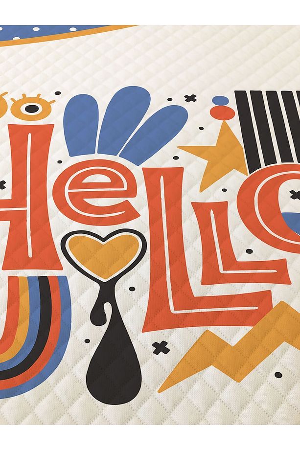 Hello Desenli Genç Ve Çocuk Baskılı Tek Kişilik Pike Takımı 160x230 Beyaz - 2