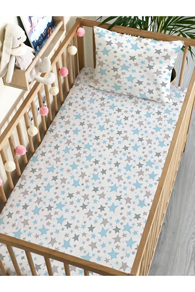 Star Pattern Printed Baby Size Elastic Sheet Set