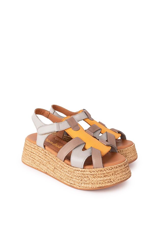 Women's Genuine Leather Platform Sole Sandals Mlk.5204