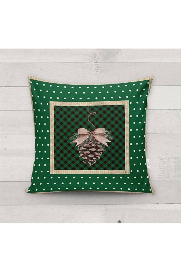 New Year's Special Cone Patterned Velvet Throw Pillow Cover