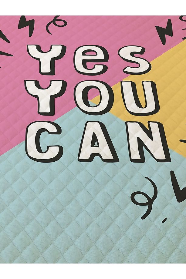 Yes You Can Desenli Genç Ve Çocuk Baskılı Tek Kişilik Pike Takımı 160x230 Renkli - 2