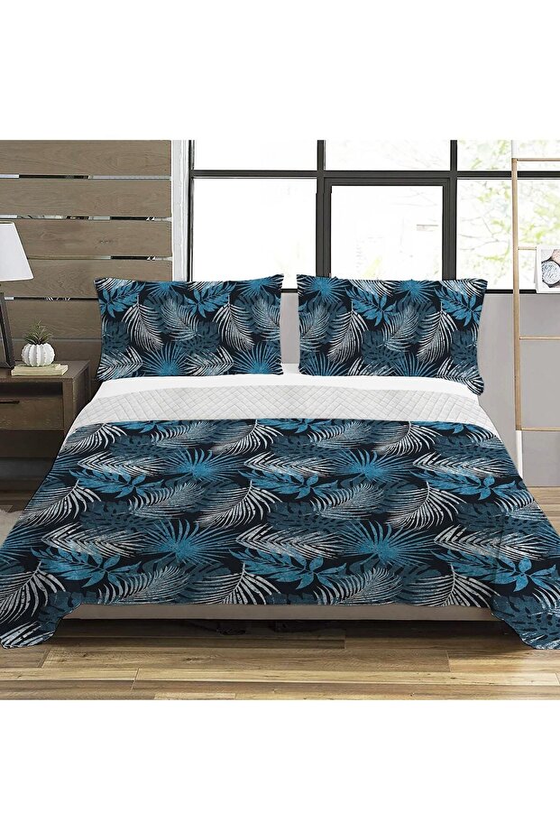 Leaf Pattern Double Printed Pique (200x220 Cm) - 1