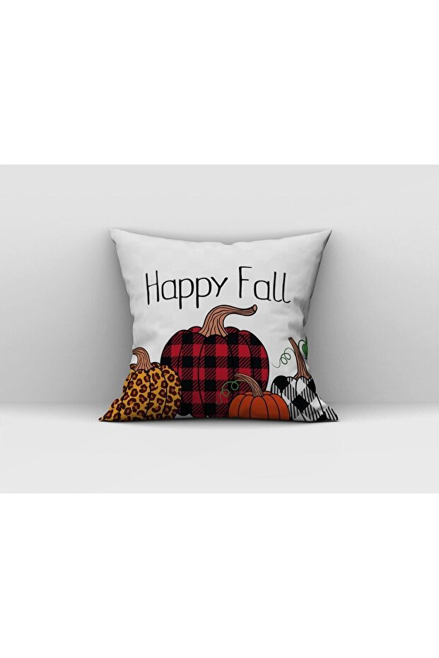 غطاء وسادة مكتوب عليه "Happy Fall