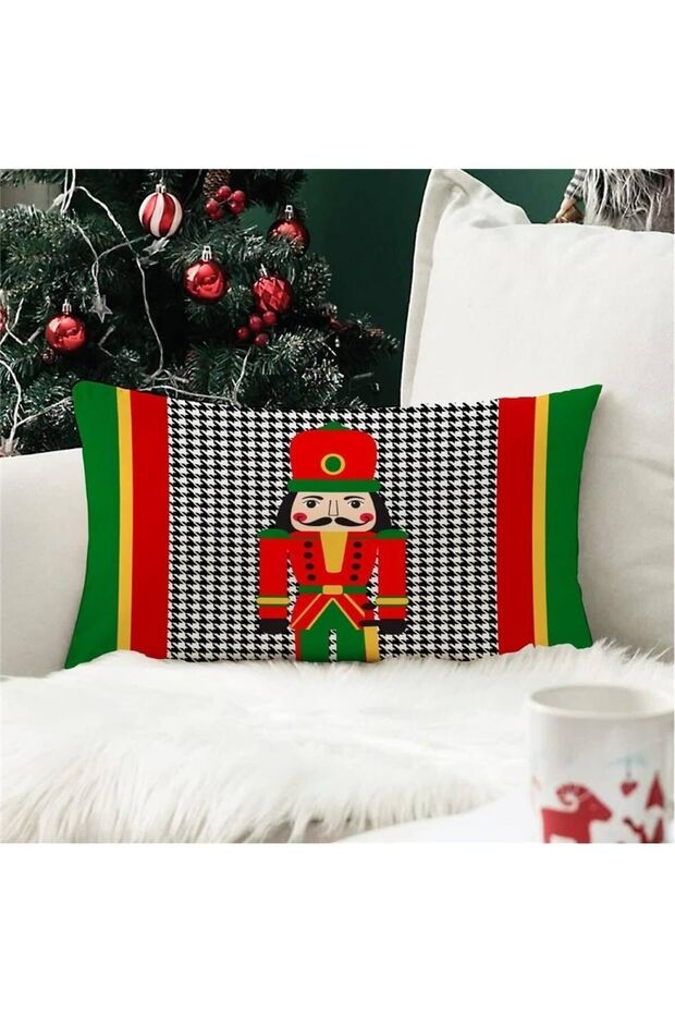 New Year's Special Bullet Soldier Patterned Rectangular Throw Pillow Case - 1