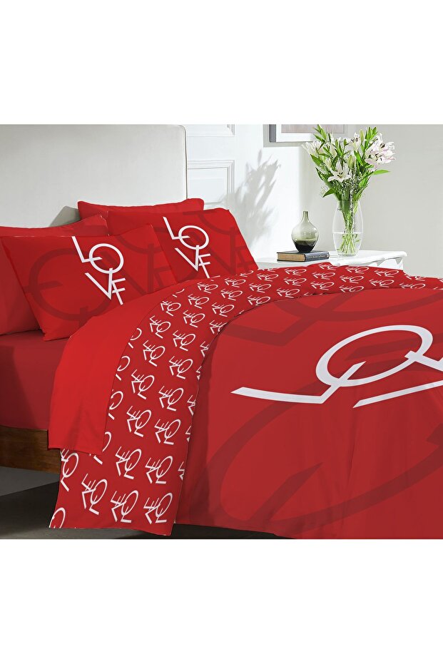 Heart, Valentine's Day Special Pattern Printed Double Size 200x220 Cm BEDLESS Duvet Cover Set