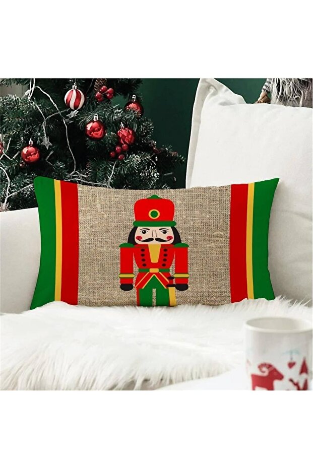 New Year's Special Bullet Soldier Patterned Rectangular Throw Pillow Case - 1