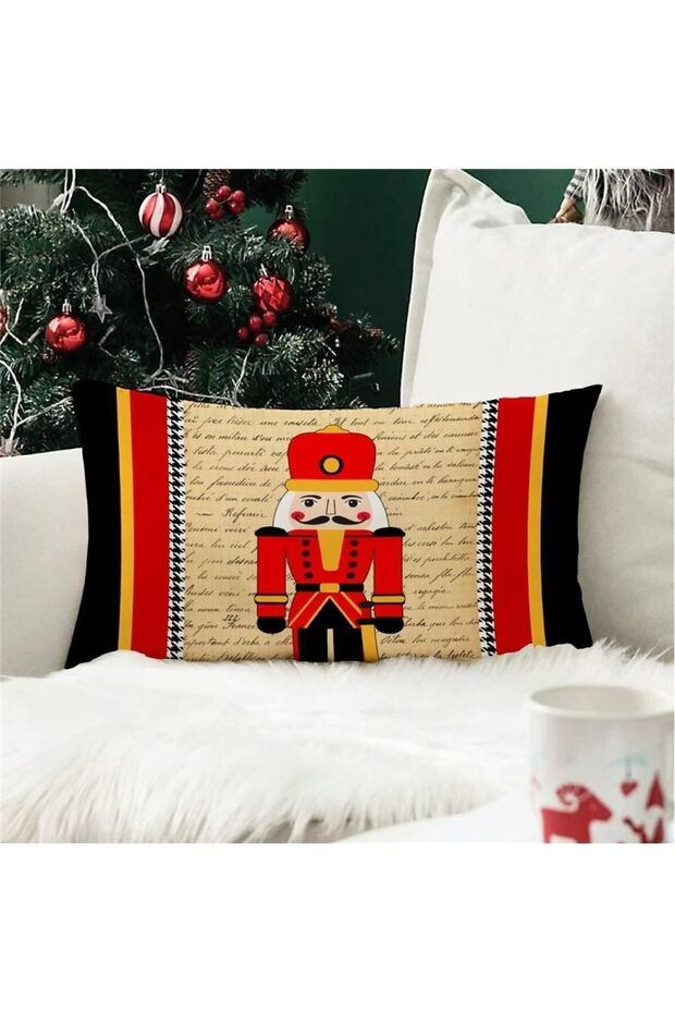 New Year's Special Bullet Soldier Patterned Rectangular Throw Pillow Case - 1