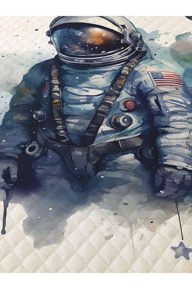 Astronot Desenli, Baskılı Tek Kişilik ve Çocuk Pike Takımı - 2