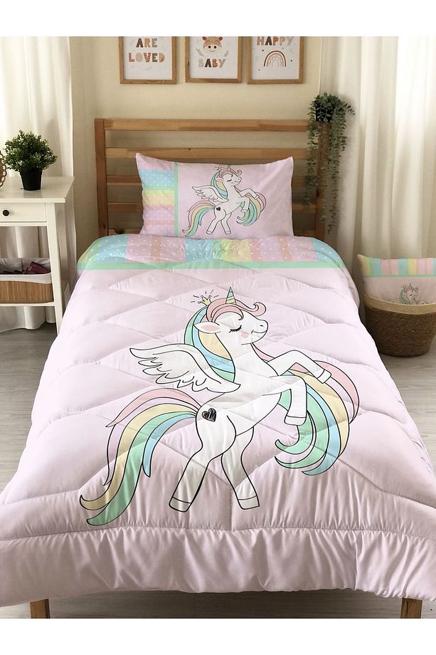Unicorn Desenli Kapitone Yorgan,tek Kişilik Uyku Seti - 1
