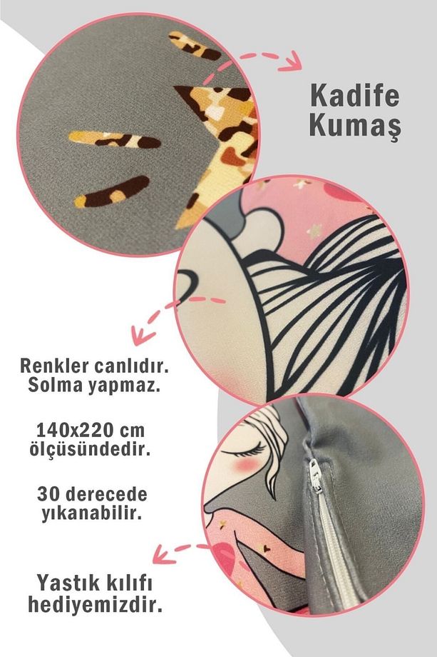 Bohem Desen Baskılı 140x220 Cm Dekoratif Yatak Örtüsü - 5