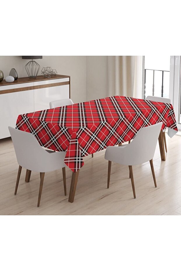 Christmas Special Plaid Patterned Velvet Tablecloth
