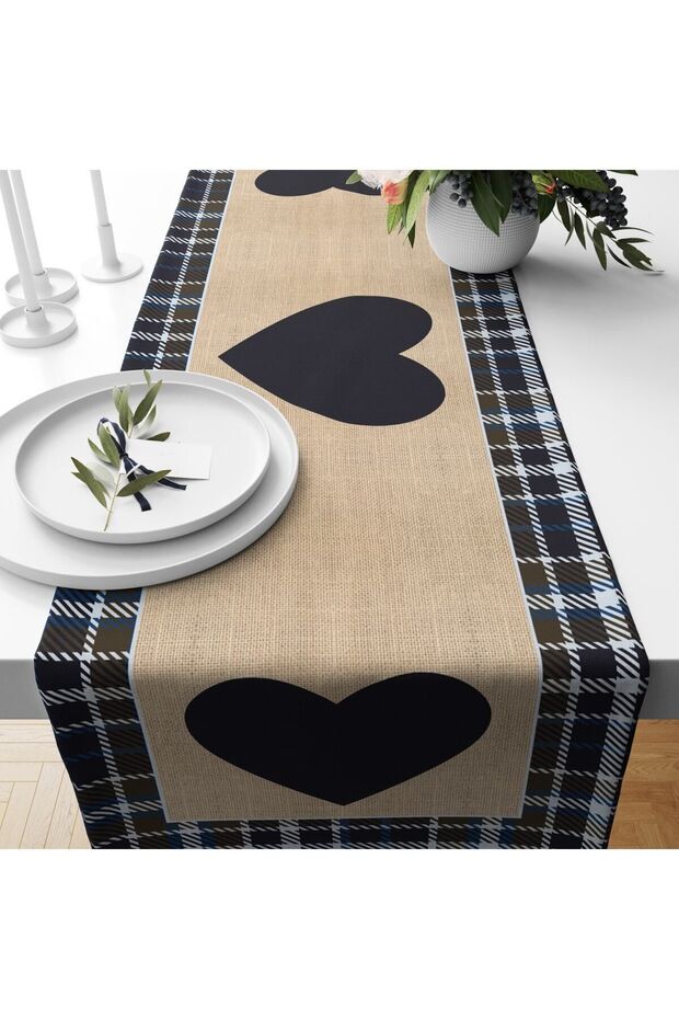 Heart Patterned Velvet Runner - 1