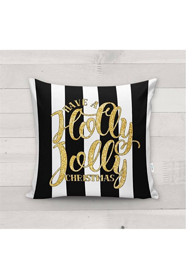 New Year's Special Holly Jolly Written Velvet Throw Pillow Cover