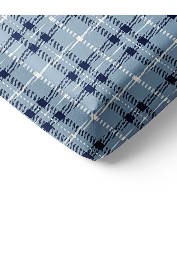 Plaid Patterned Printed Single Elastic Sheet Set - 2