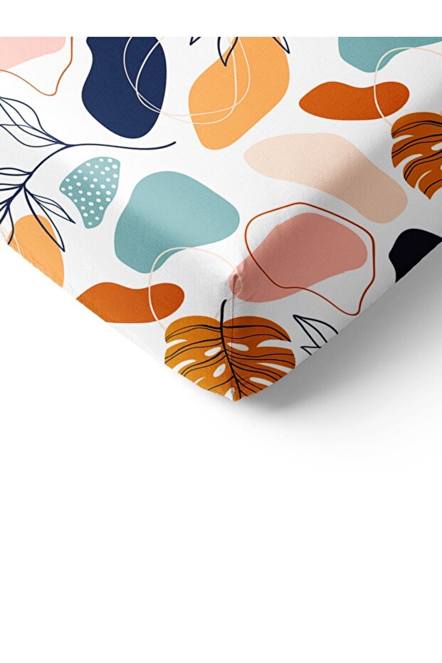 Leaf Patterned Printed Single Elastic Sheet Set - 2