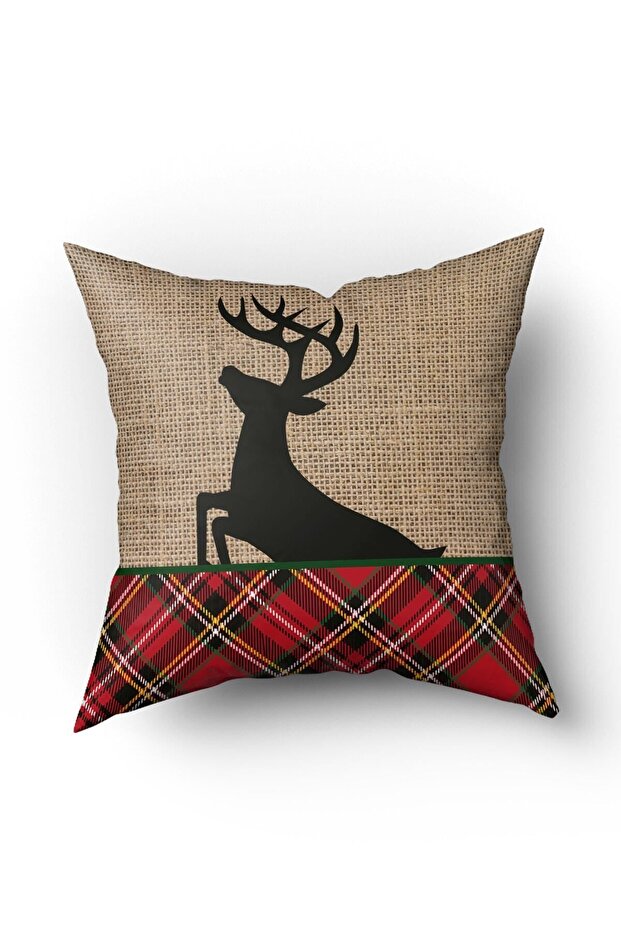 غطاء وسادة مخملي بتصميم غزال بتصميم رأس السنة الجديدة