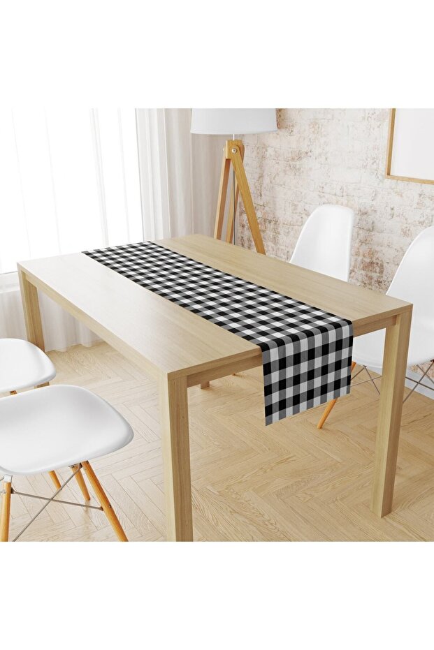 Evmila Black Gingham Pattern Runner Llrn 31 - 1