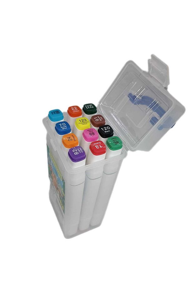 Marker Kalem Profesyonel Çift Taflı Keçeli Boya Kalemi 12 li Yüksek Kalite Touch Room Two Nip Marker - 3