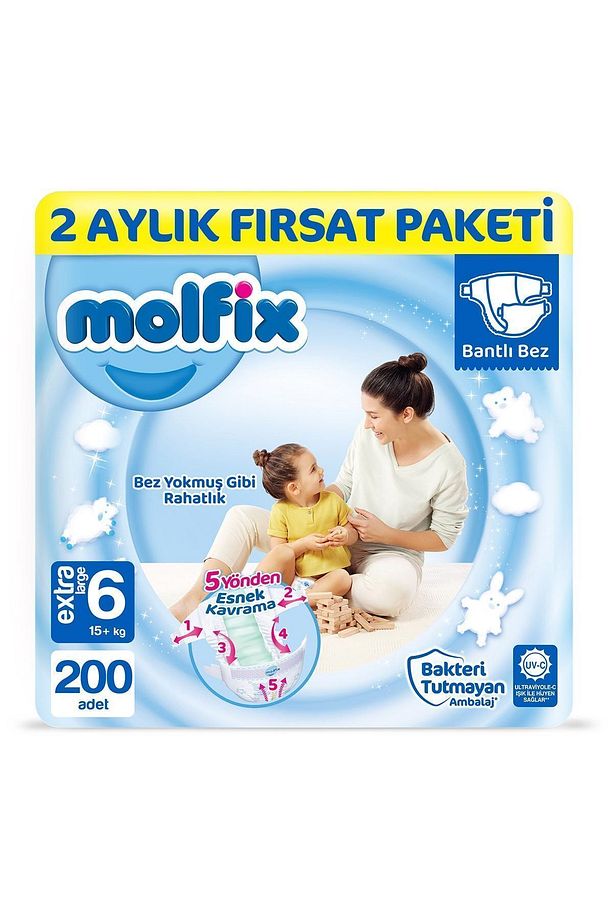 Bebek Bezi 6 Beden Ekstra Large 2 Aylık Fırsat Paketi 200 adet - 1