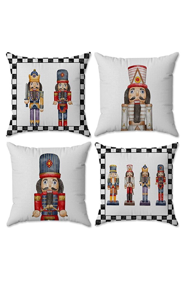 Velvet Texture New Year and Christmas Special Christmas Themed 4-Piece Throw Pillow Set