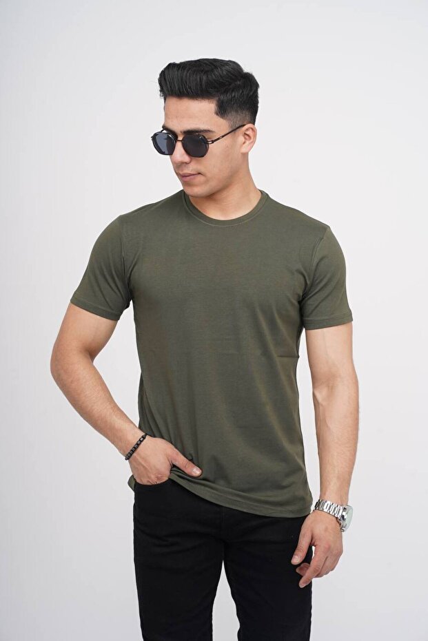 Ανδρικό μπλουζάκι Slimfit Soft Textured Crew Neck απλό μασίφ μπλουζάκι - 1