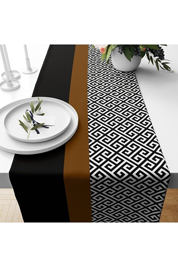 Black And Brown Pattern Velvet Runner