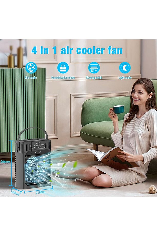 Mobil Klima, 4'ü 1 Arada Hava Soğutucu, 1200 ml Su Tankı, 3 Hız, 3 Sis Modu, LED Işıklı, Zamanlayıcı - 7