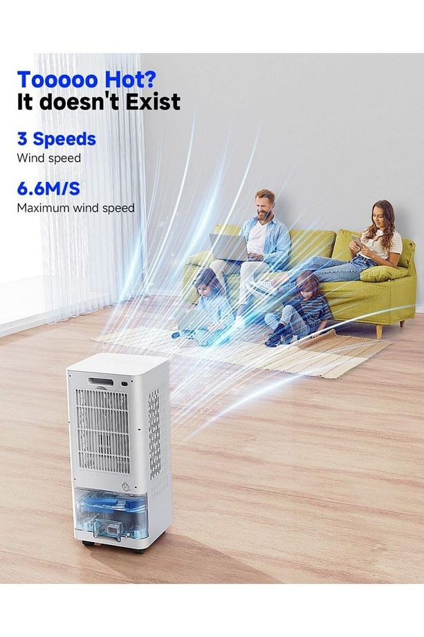 Taşınabilir Su Soğutmalı Klima Ventilatörü, Soğutucu, 24 Saat Zamanlayıcı, 3 Mod, 120° Salınım - 3