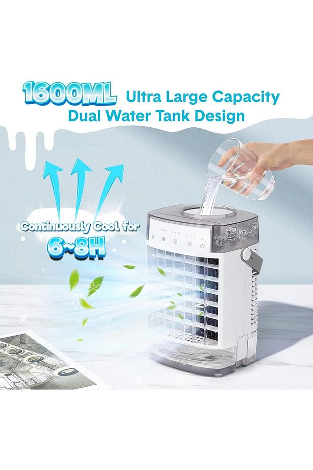 1600 ml Kapasiteli Mobil Klima, 4'ü 1 Arada Hava Soğutucu, Mini Klima, 3 Kademeli, 7 Renkli - 2