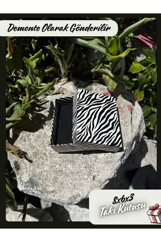 8x6x3 - Zebra Desenli Süngerli Takı Kutusu | [demonte 25 Adet] - 1