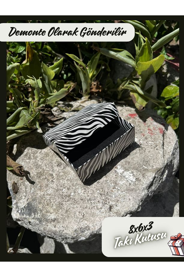 8x6x3 - Zebra Desenli Süngerli Takı Kutusu | [demonte 25 Adet] - 4