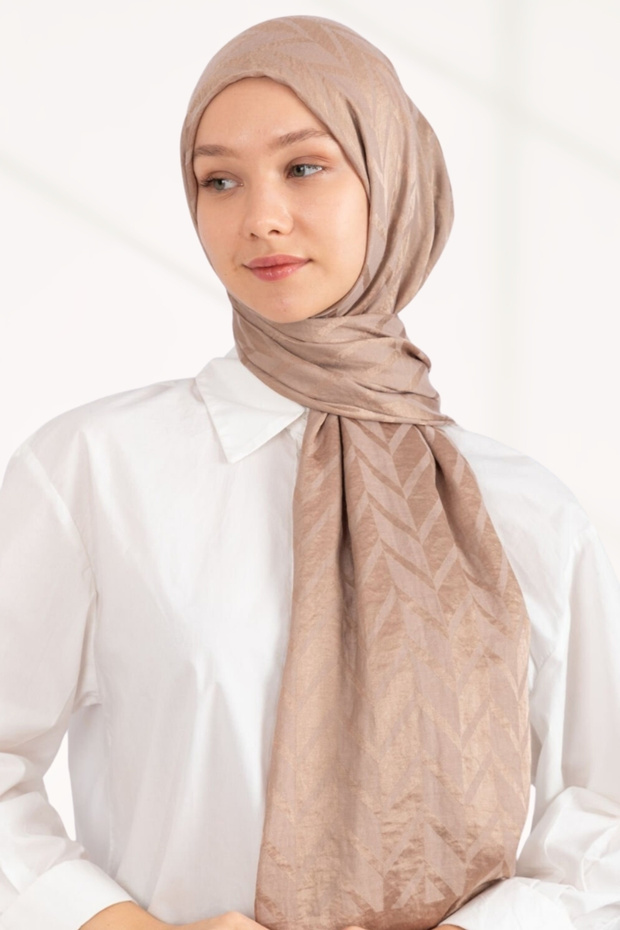 Imported Silky Jacquard Zigzag - Soft Mink