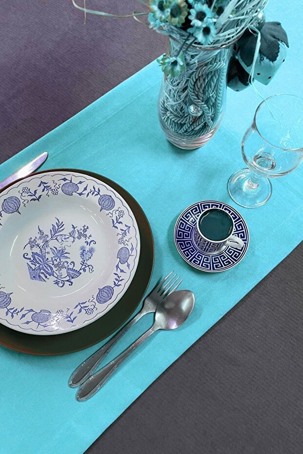 عداء برشلونة مخملي مستطيل باللون الفيروزي - 3