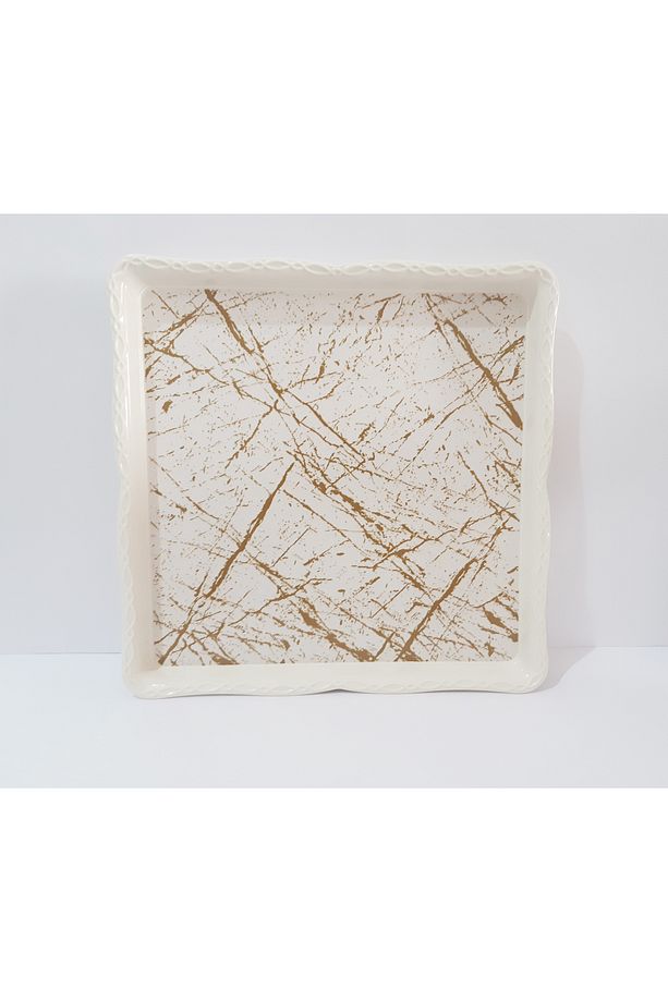 Çay Tepsi 28x28x3 CM Kare Desenli Çay Tepsisi Sunum Tepsi - 2
