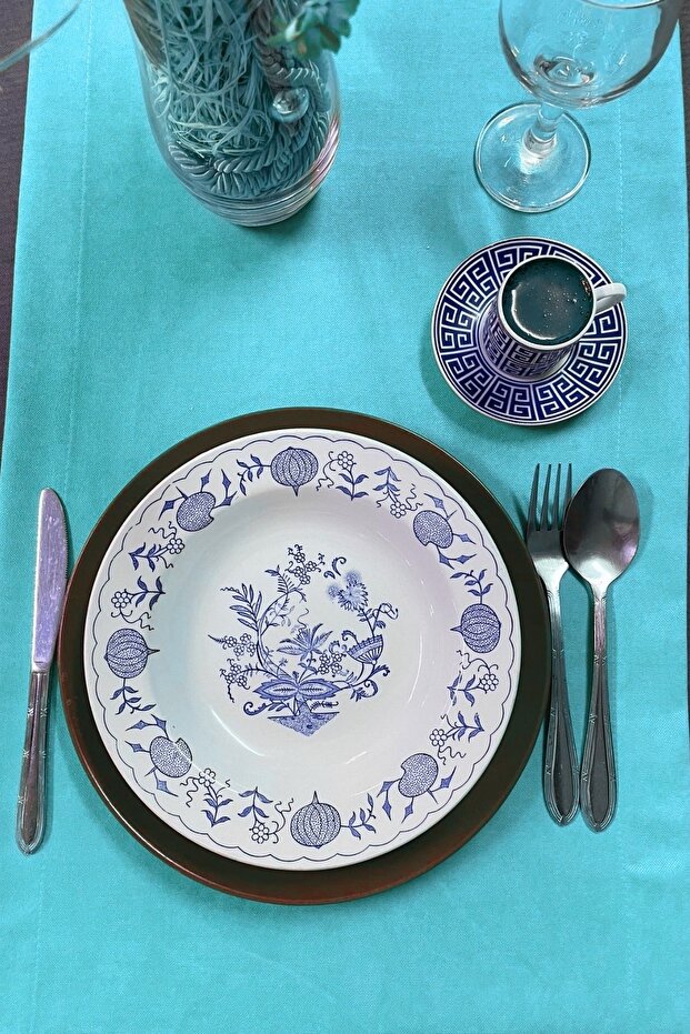 عداء برشلونة مخملي مستطيل باللون الفيروزي - 2