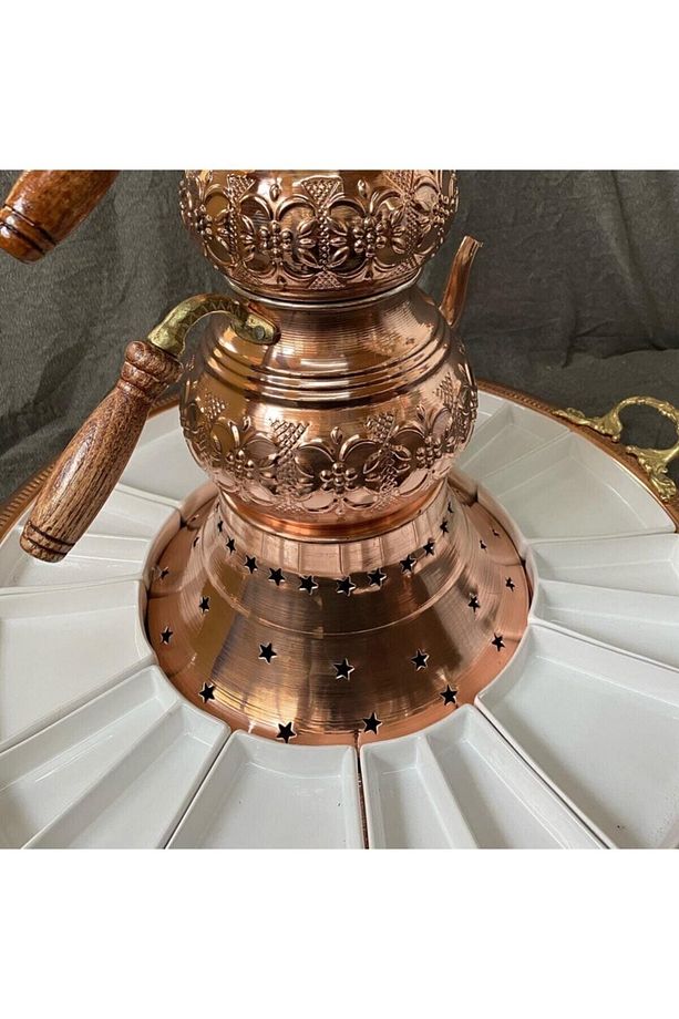 Padişah Bakır Kahvaltı Seti Tam Set Çaydanlık Takımı - 3