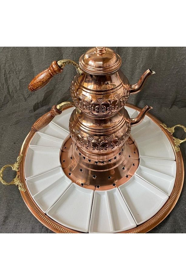 Padişah Bakır Kahvaltı Seti Tam Set Çaydanlık Takımı - 2