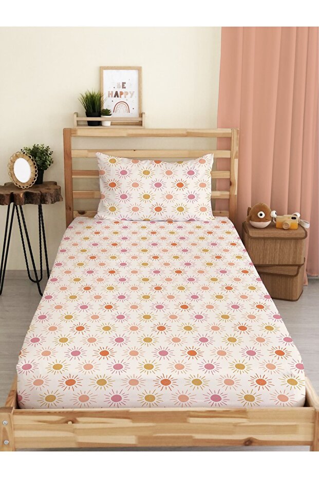 Sun Patterned Printed Single Elastic Sheet Set