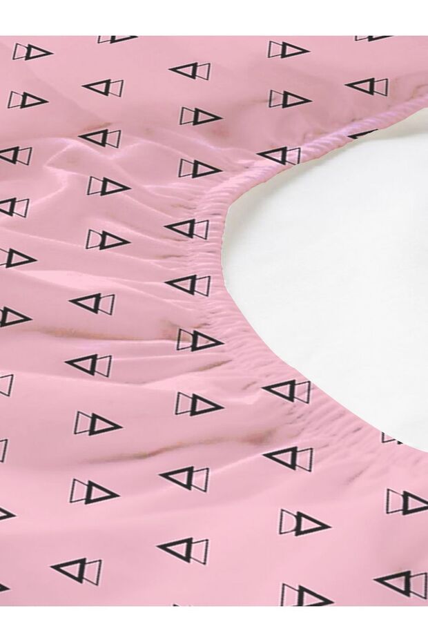 Triangle Pattern Printed Double Sheet Set 160x200 Cm - Pink - 2