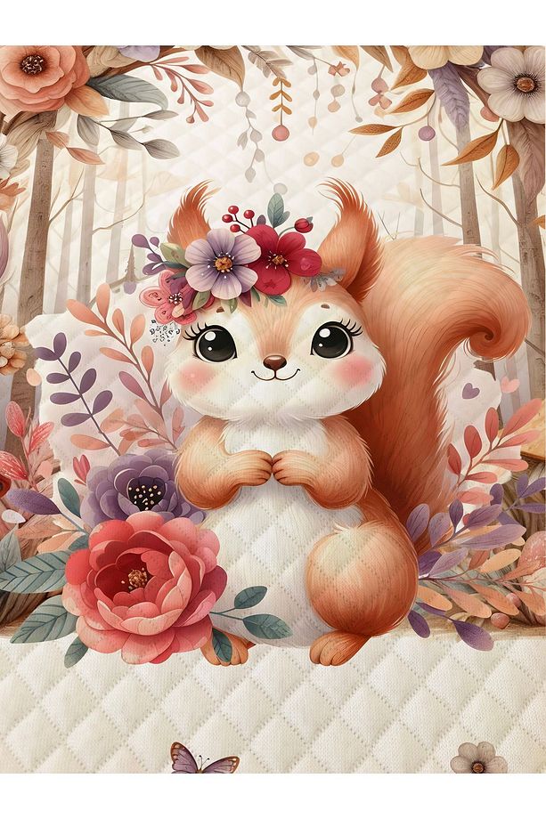 Sevimli Sincap Desenli Tek Kişilik Pike Takımı 160x230 Cm - 3