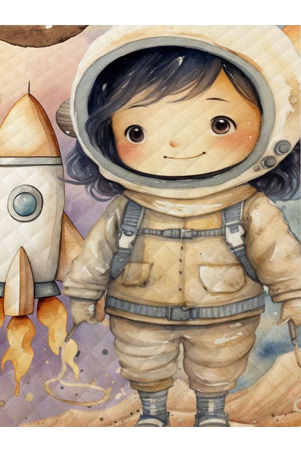 Astronot Desenli Tek Kişilik Pike Takımı 160x230 Cm - 2