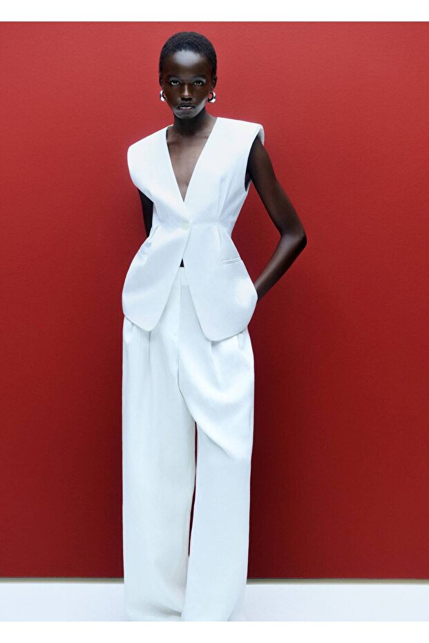 Düğmeli uzun yelek - 5