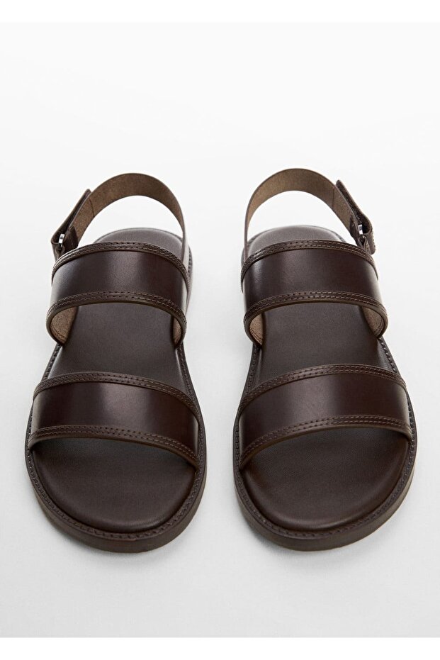 %100 deri bantlı sandalet - 5