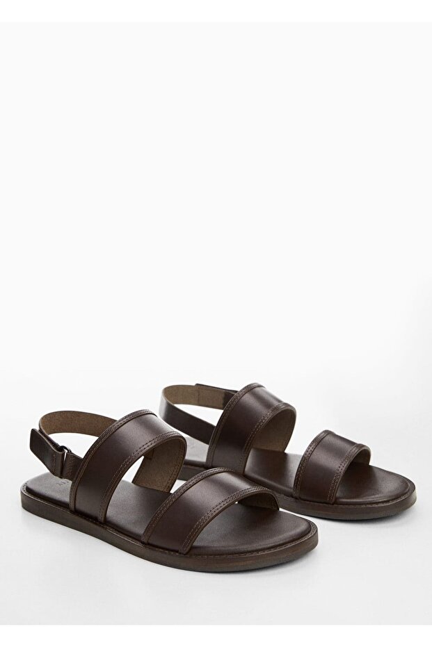 %100 deri bantlı sandalet - 1