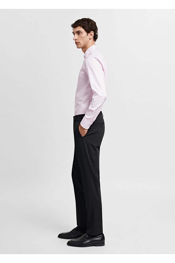 Slim fit mikro çizgili twil gömlek - 8