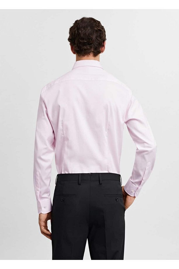 Slim fit mikro çizgili twil gömlek - 4