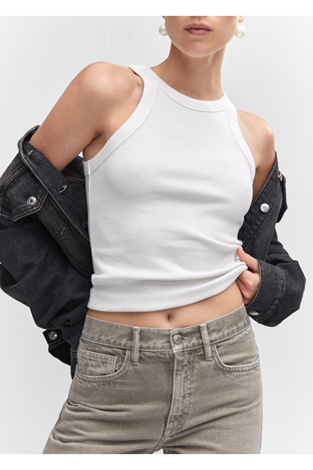 Lastik örgü pamuklu bluz - 7