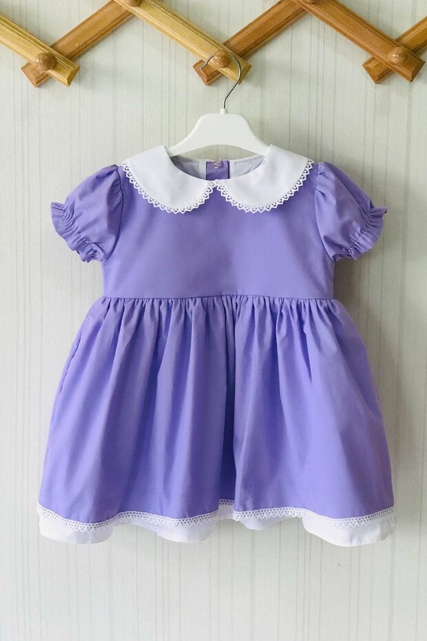 Lace Detailed Baby Collar Lilac Baby Girl Design Dress