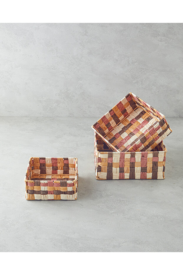 Modern Square Kağıt İp Sepet Kahve - 4